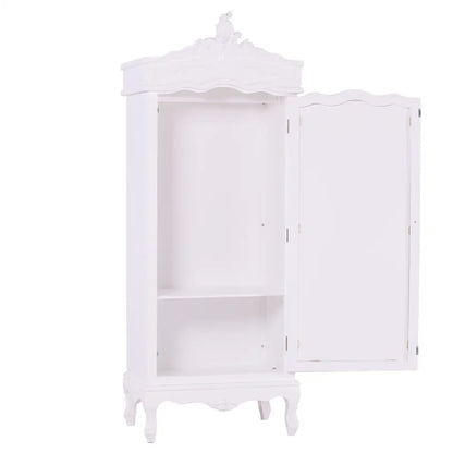 French White Single Door Armoire/ Wardrobe With Mirrored Door