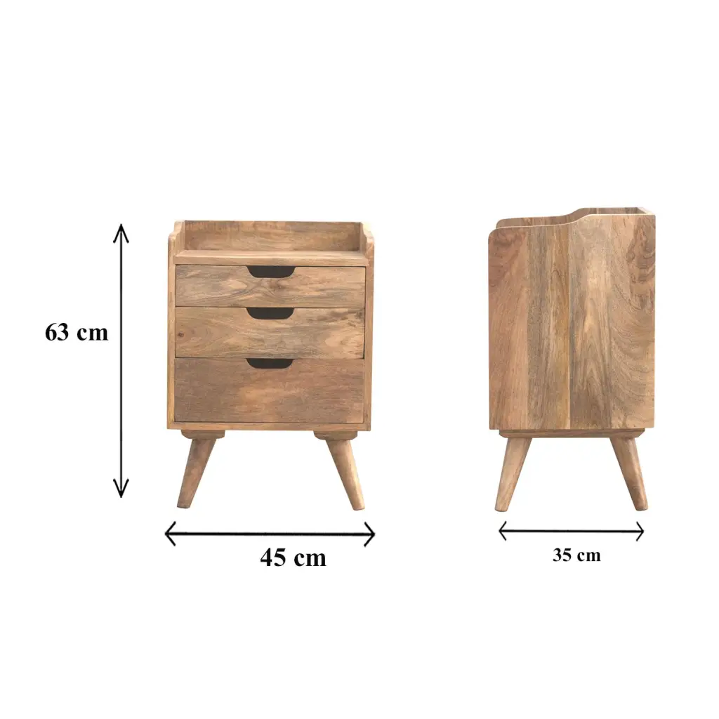 Gallery Back Bedside Cabinet/ Table with 3 Drawers Media 1 of 7