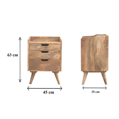 Gallery Back Bedside Cabinet/ Table with 3 Drawers Media 1 of 7