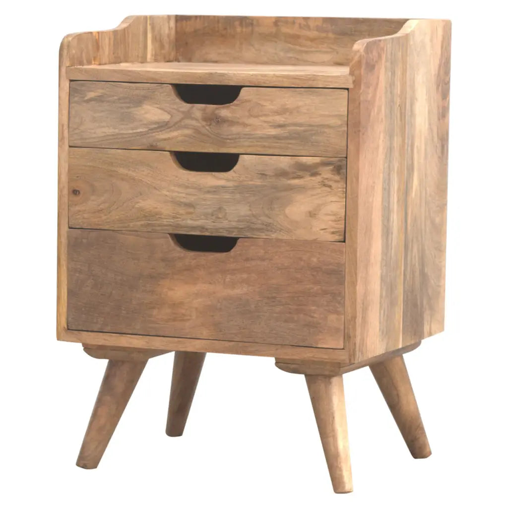 Gallery Back Bedside Cabinet/ Table with 3 Drawers Media 1 of 7