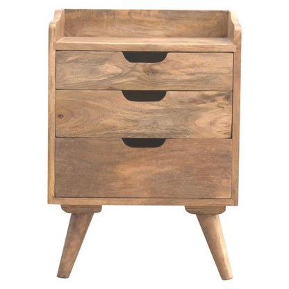 Gallery Back Bedside Cabinet/ Table with 3 Drawers - Bedside