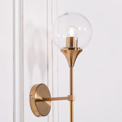 Gold Satin Art Deco Glass Ball Wall Light