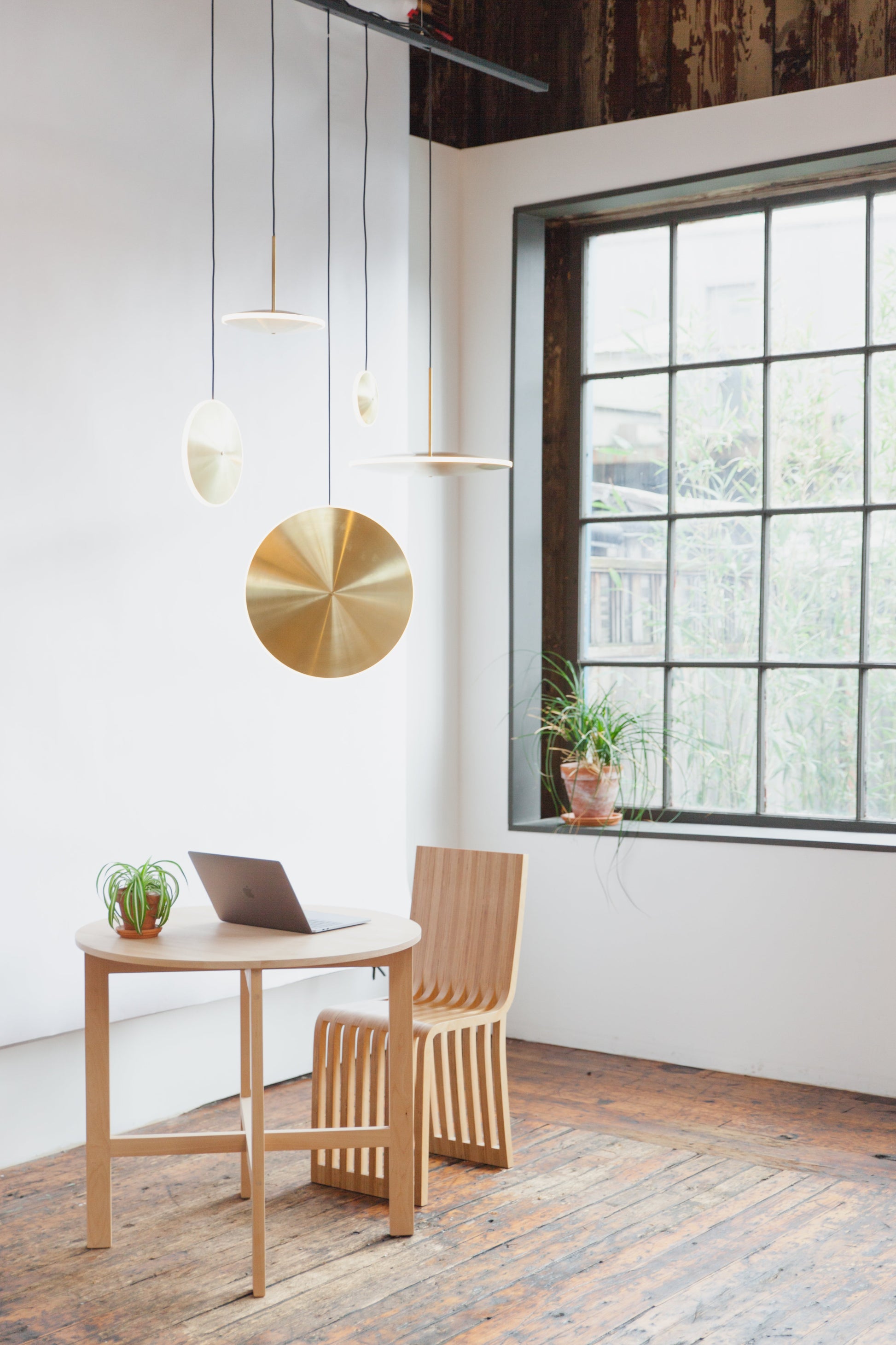 Graypants Chrona Dish17 Vertical Pendant in Brass