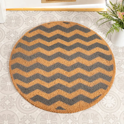 Grey Chevron Circle Doormat