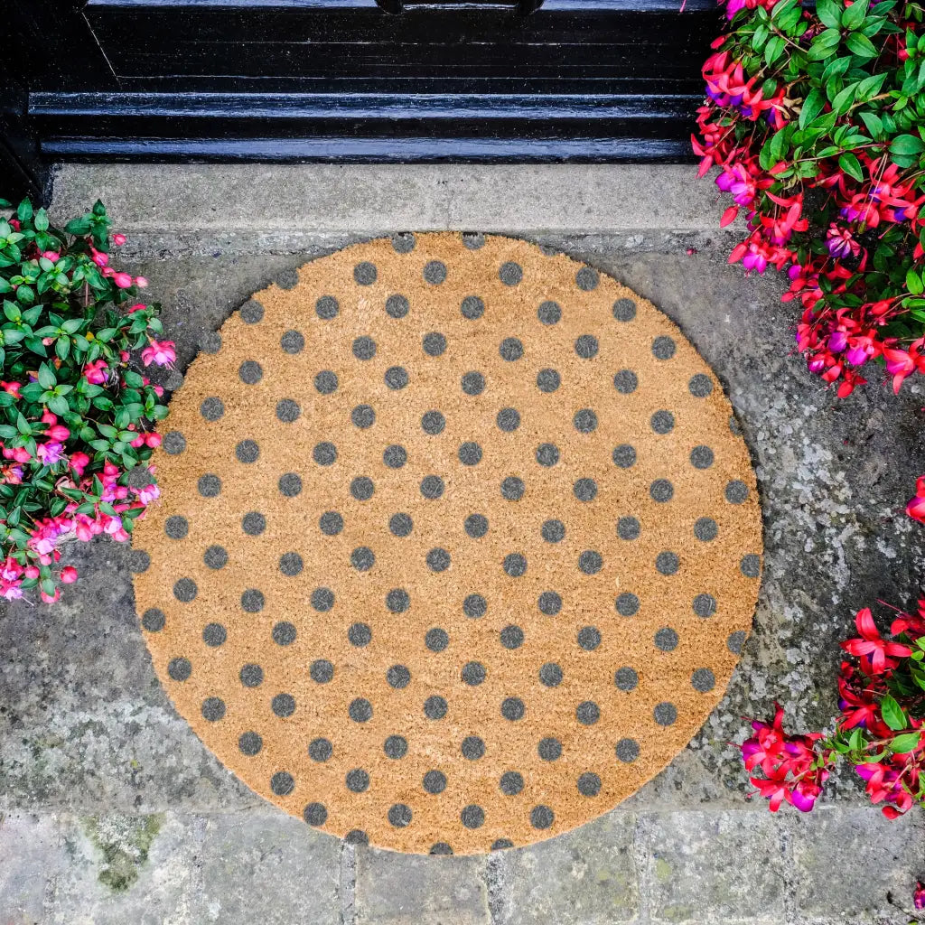 Grey Dots Circle Doormat