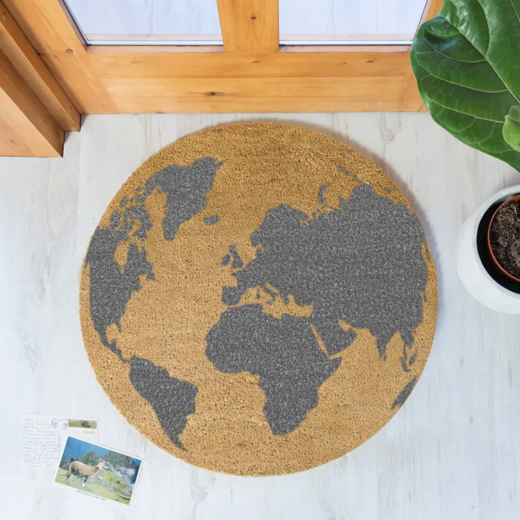 Grey Globe Circle Doormat