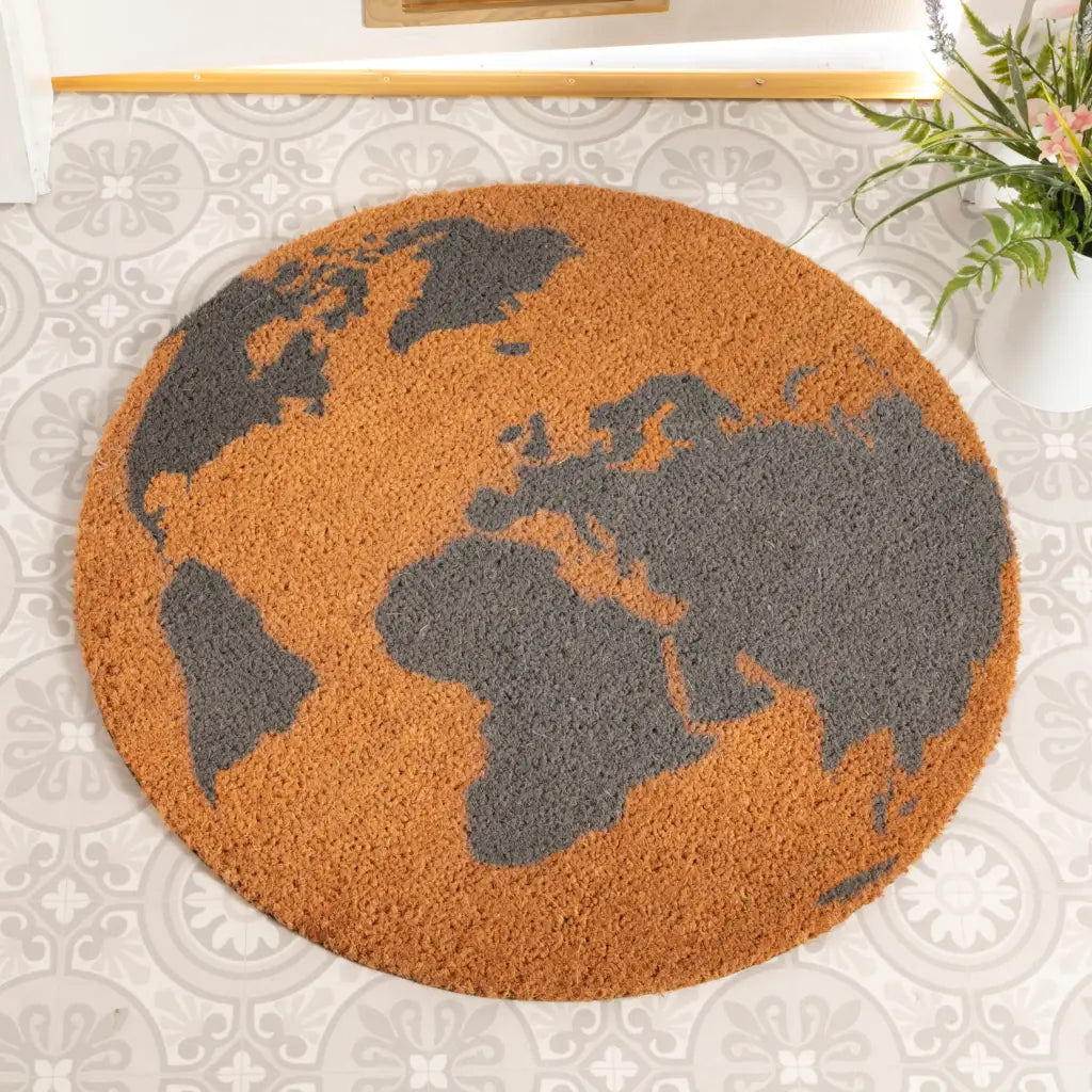 Grey Globe Circle Doormat