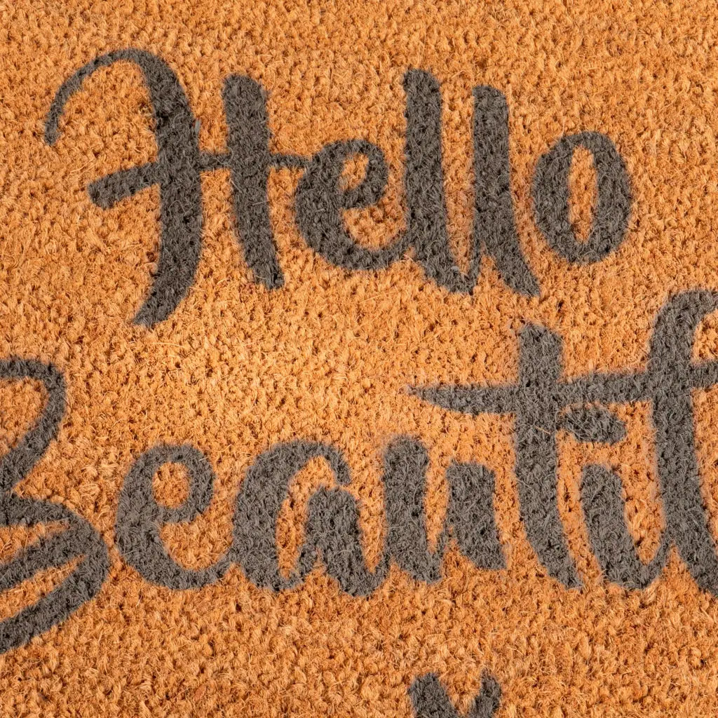 Grey Hello Beautiful Circle Doormat