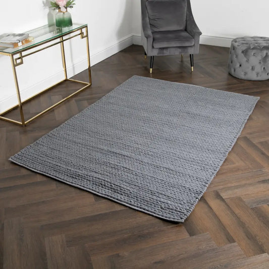 Grey Knitted Large Rug (available in 3 sizes) - 120cm x