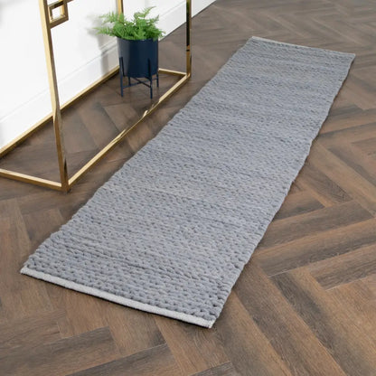 Grey Knitted Runner Wool Rug