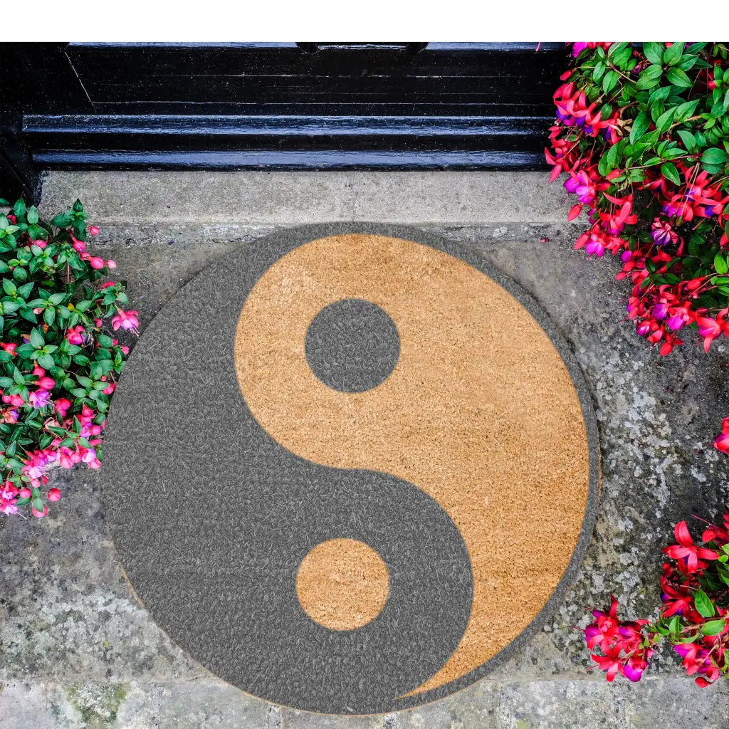 Grey Yin Yang Circle Doormat