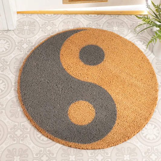 Grey Yin Yang Circle Doormat