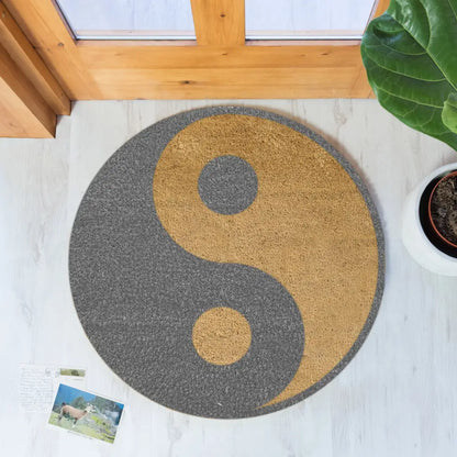 Grey Yin Yang Circle Doormat