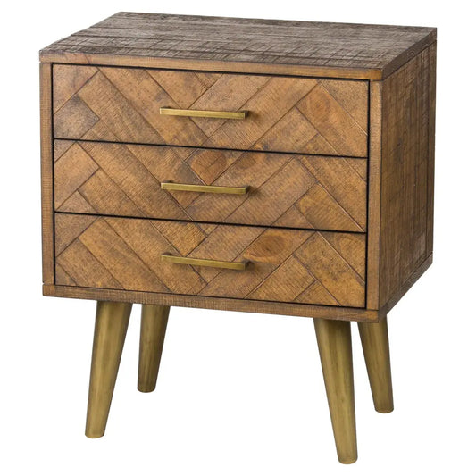 Havana Gold 3 Drawer Bedside Table/ Cabinet