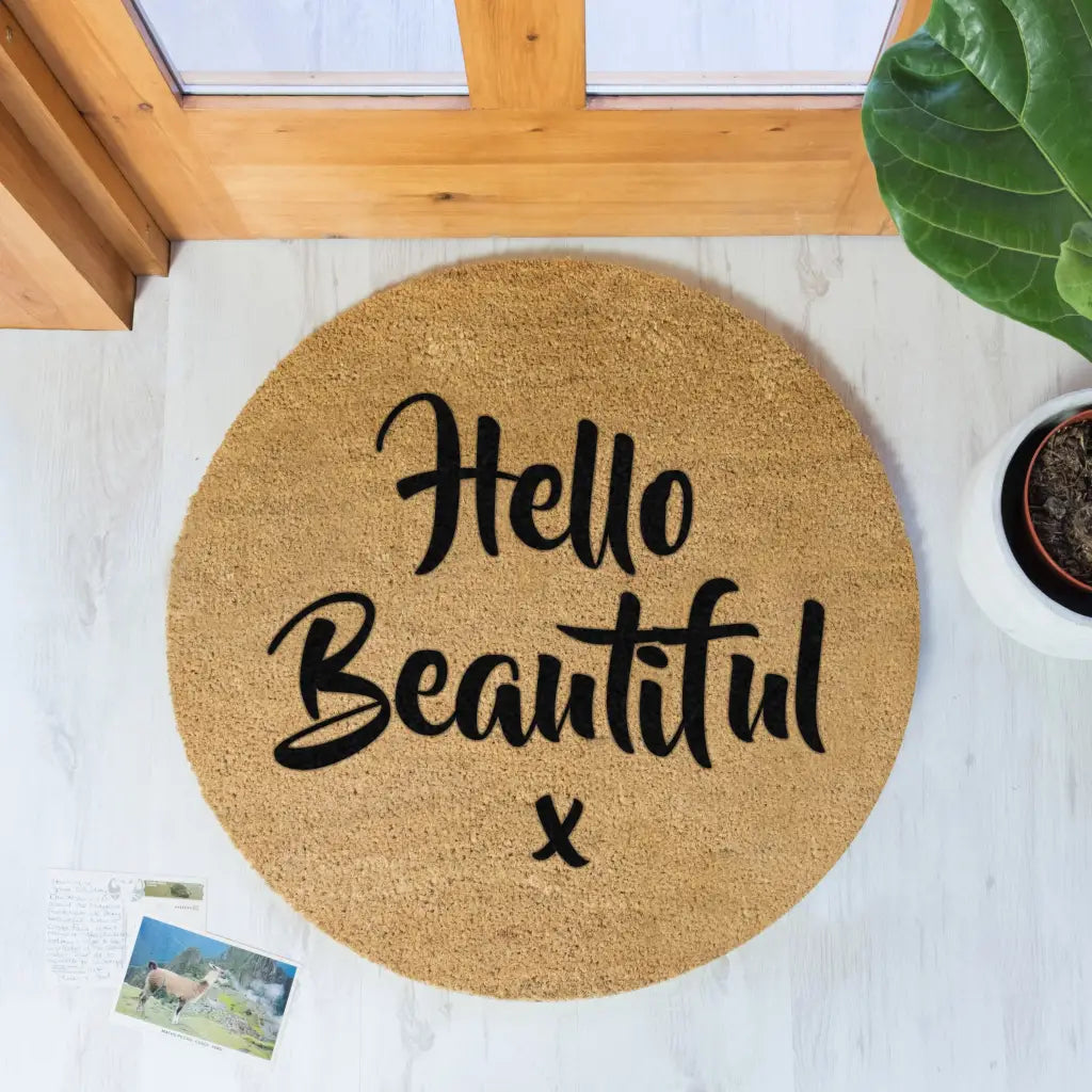 Hello Beautiful Circle Doormat