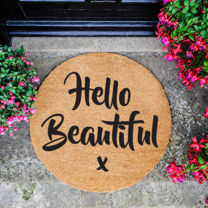 Hello Beautiful Circle Doormat