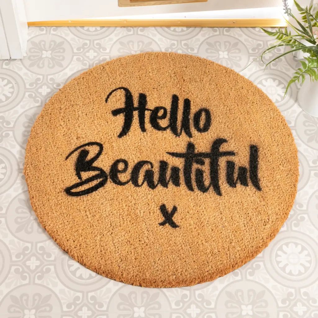 Hello Beautiful Circle Doormat