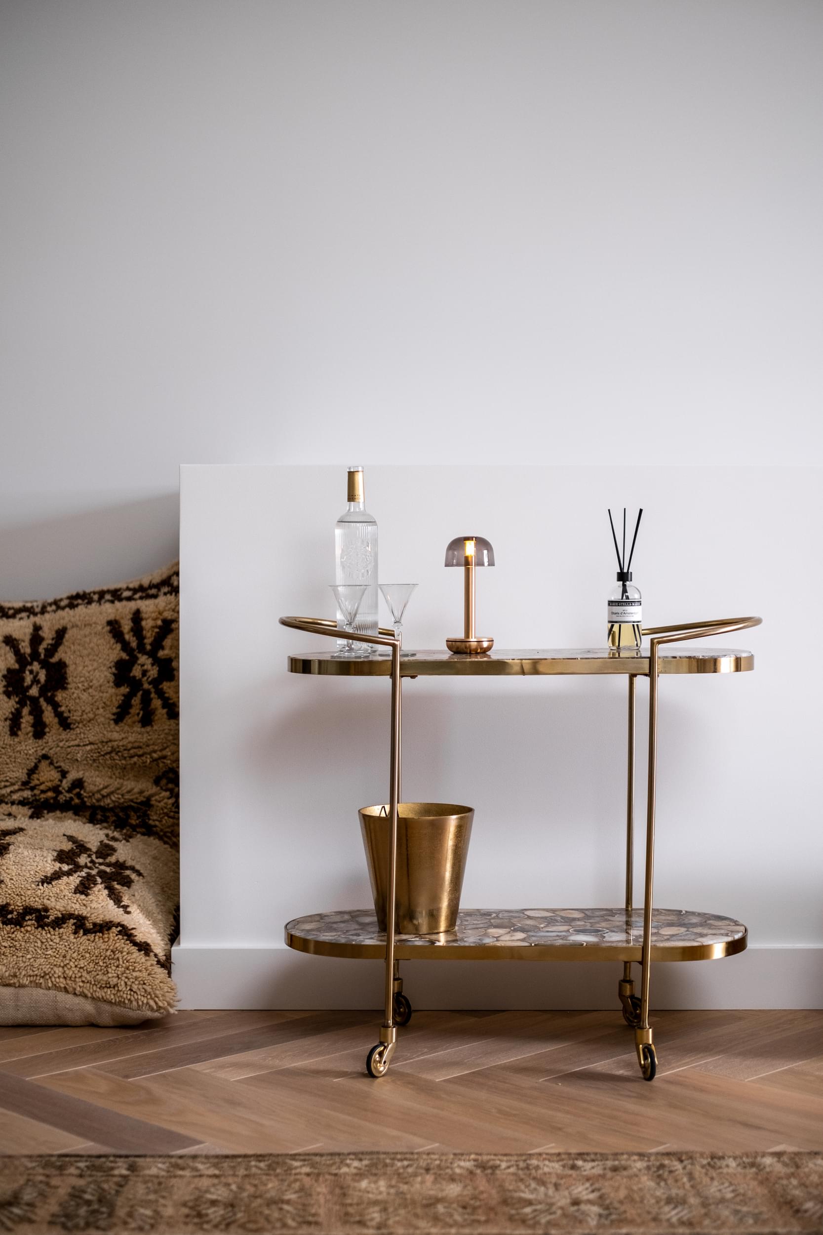 Humble Two Cable free Table Light in Gold with Smoked Glass