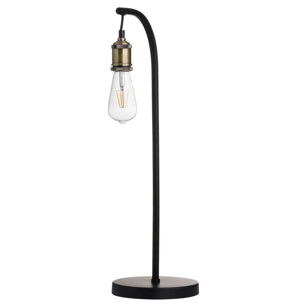 Industrial Black And Brass Desk Lamp Inc Bulb