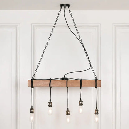 Industrial Style Wooden Pendant Ceiling Light