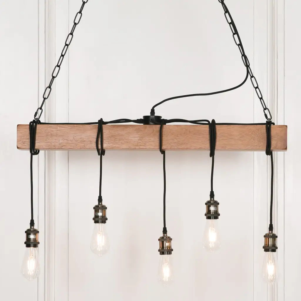 Industrial Style Wooden Pendant Ceiling Light