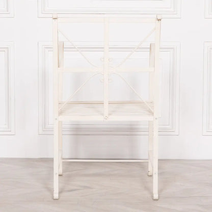 Iron Frame Off White / Cream Distressed Garden Dining Chair