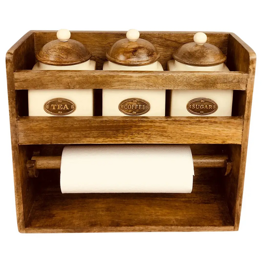 Kitchen Roll Holder With 3 Jars