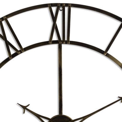 Large Antique Brass Skeleton Wall Clock