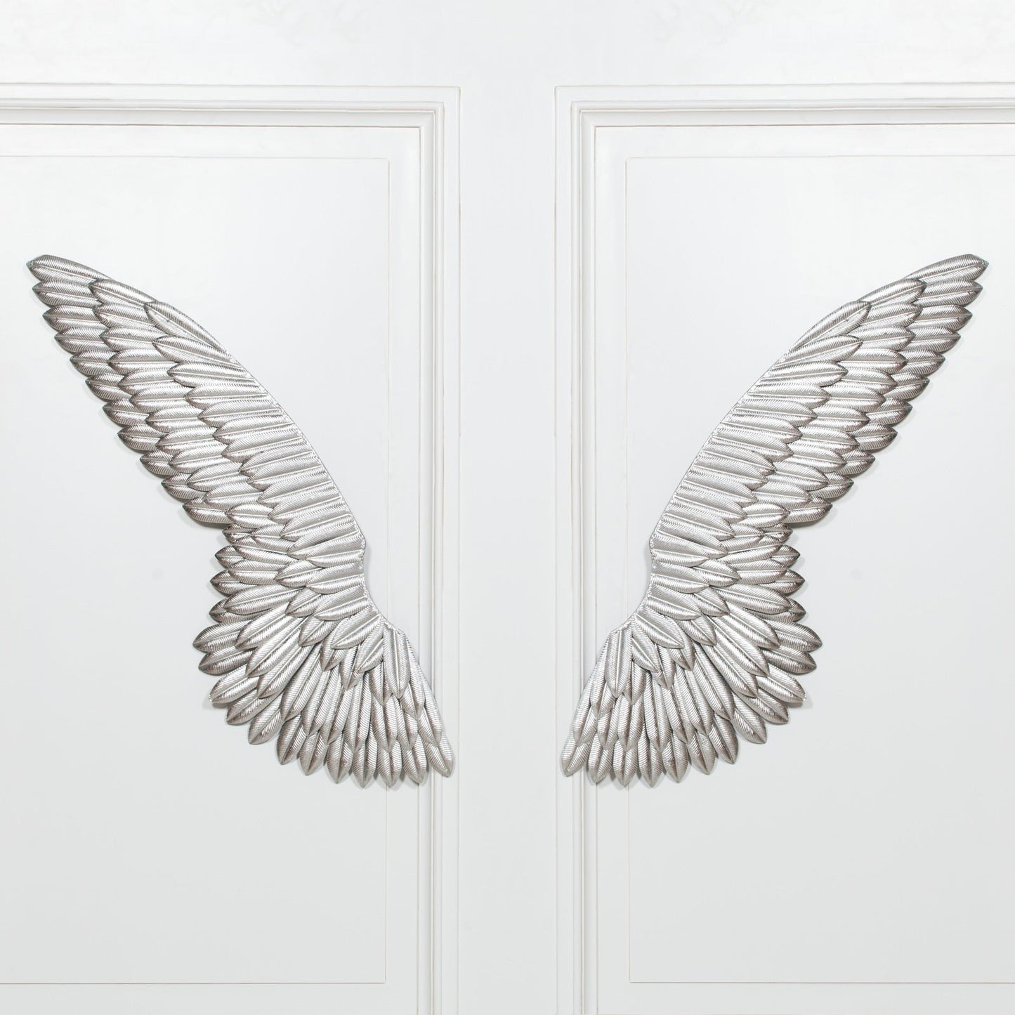 Large Metal Wall Silver Angel Wings