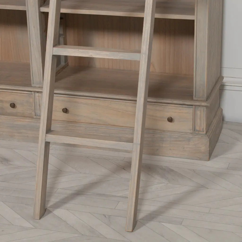 Large Wooden Rustic Bookcase with Ladder