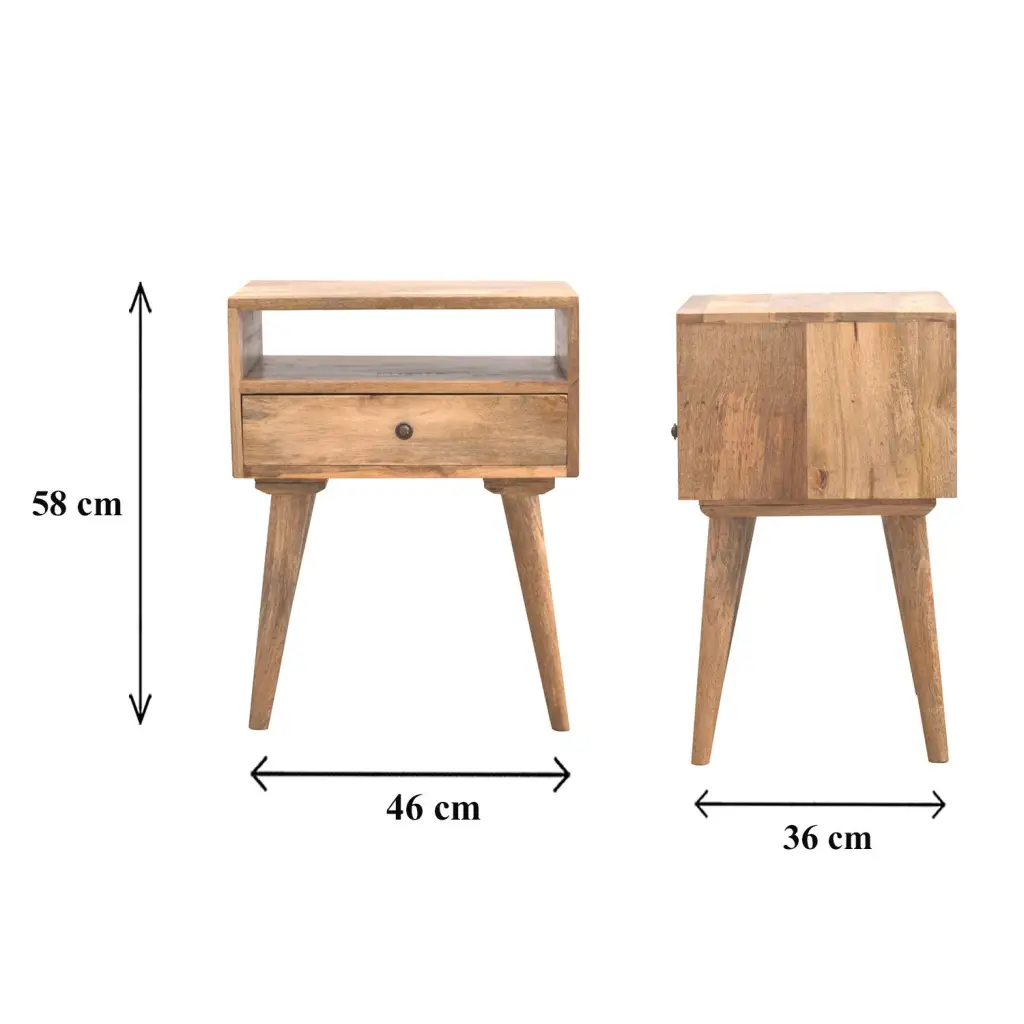 Modern Solid Wood Bedside Cabinet/ Table with Open Slot