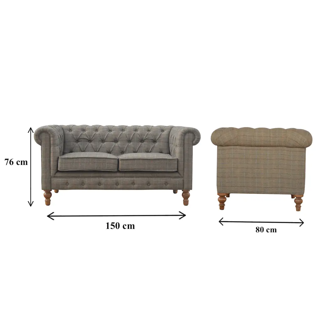 Multi Tweed 2 Seater Chesterfield Sofa