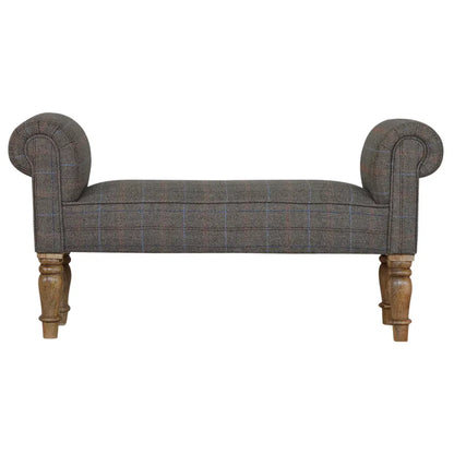 Multi Tweed Bedroom Bench with Turned Feet