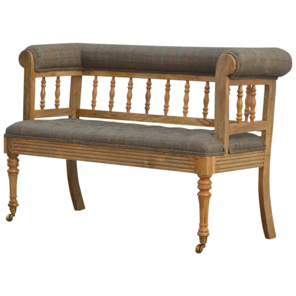 Multi Tweed Deep Button Hallway Bench - Upholstered Bench