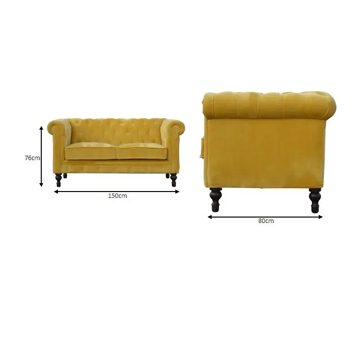 Mustard Velvet Chesterfield Sofa