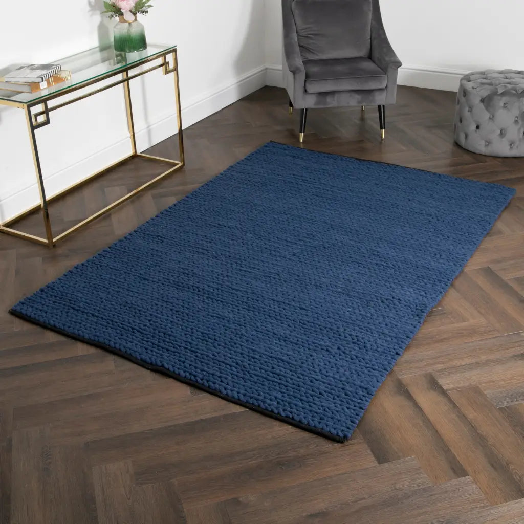 Navy Knitted Large Rug (available in 3 sizes)