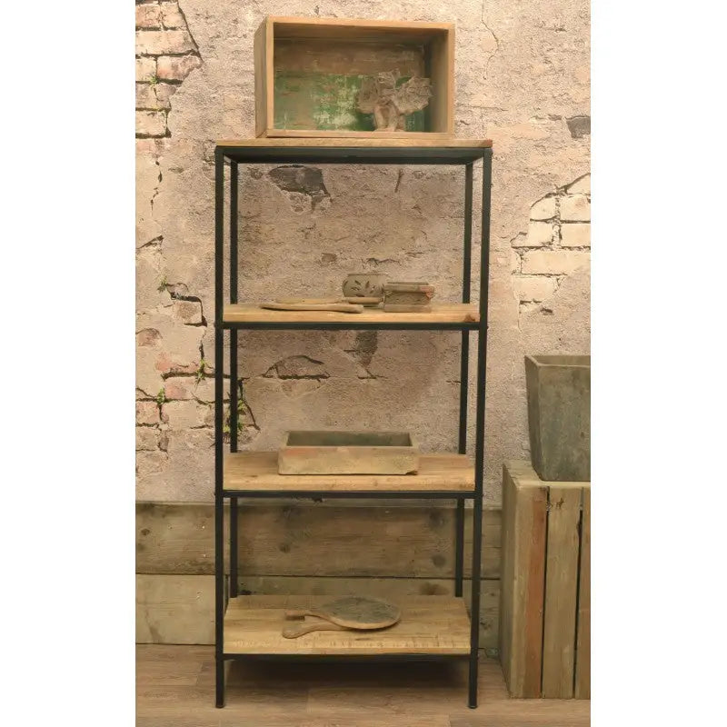 Old Empire Mango Wood and Steel Bookcase