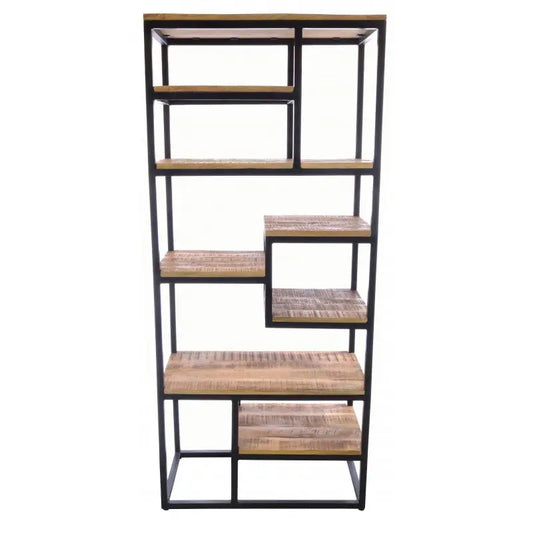 Old Empire Mango Wood and Steel Open Bookcase