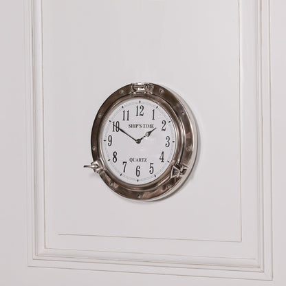 Polished Port Hole Ships Wall Clock