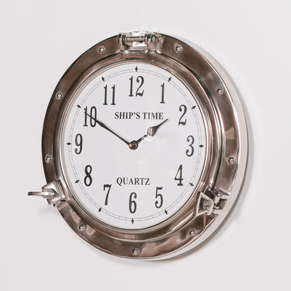 Polished Port Hole Ships Wall Clock