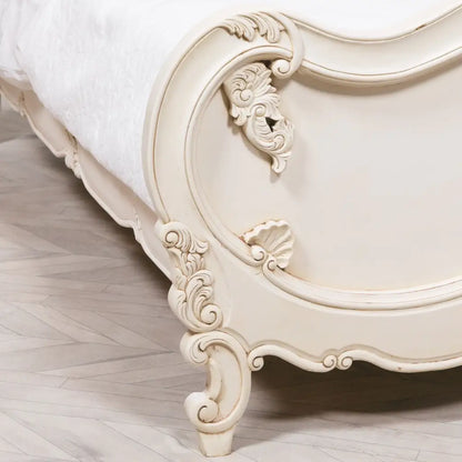 Rococo 4ft 6 Off White Double Carved Bed