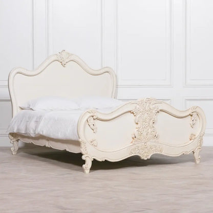 Rococo 4ft 6 Off White Double Carved Bed