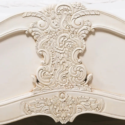 Rococo 4ft 6 Off White Double Carved Bed