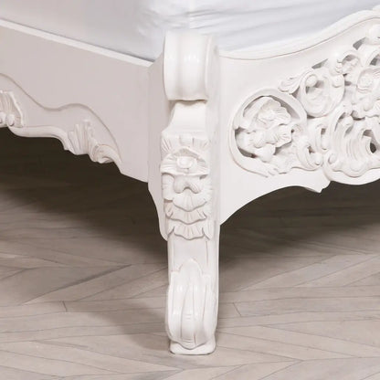 Rococo 5ft Off White King Size Carved Bed