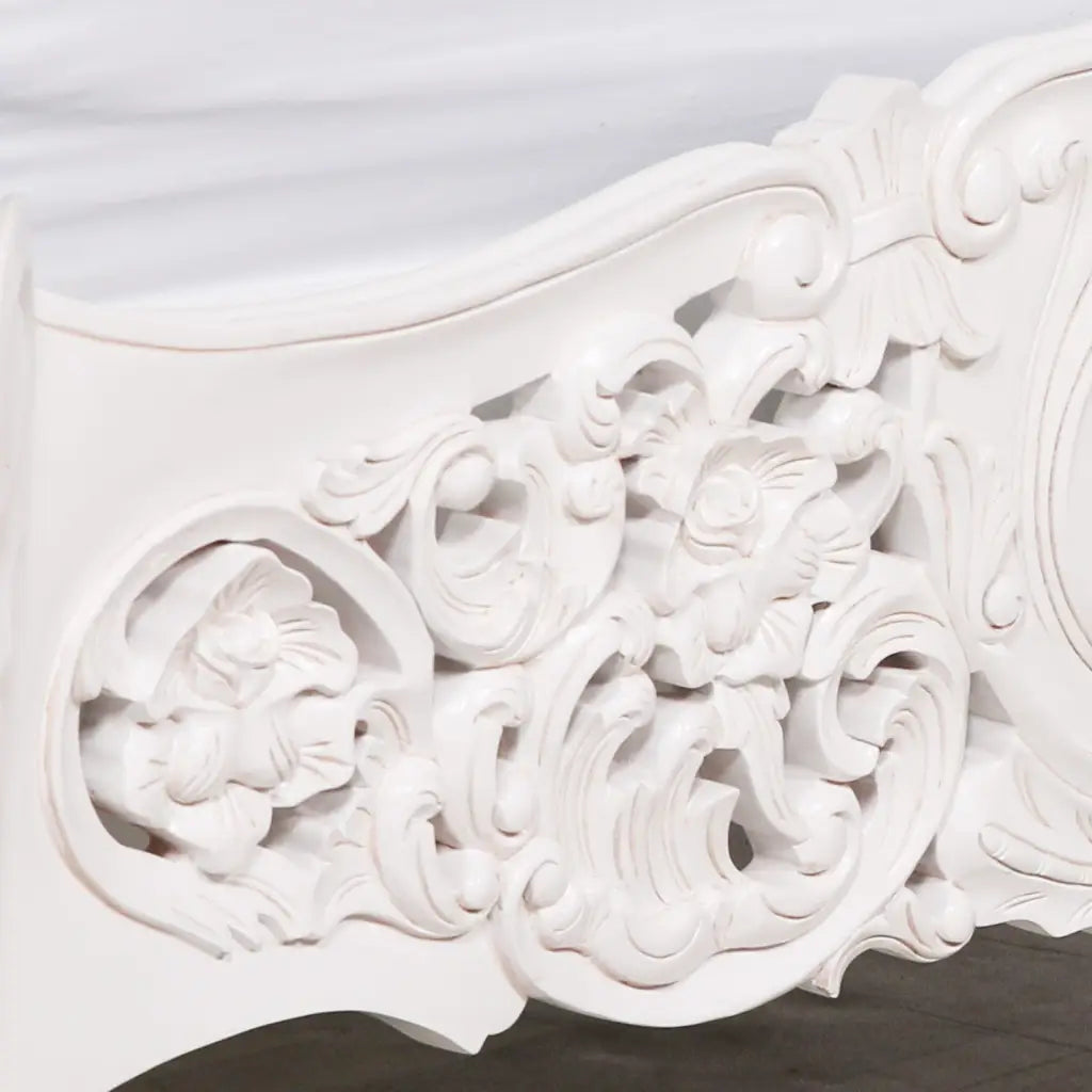 Rococo 5ft Off White King Size Carved Bed