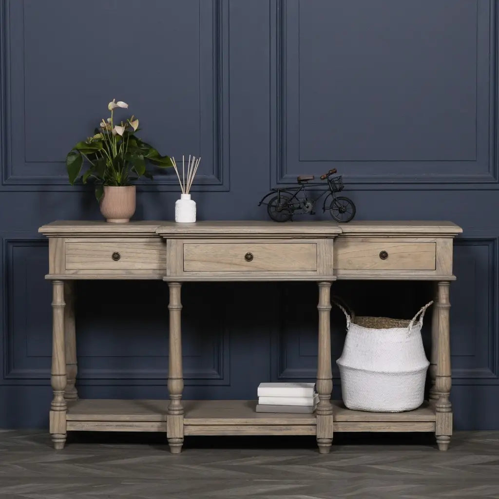 Rustic White Cedar Wood Console Table