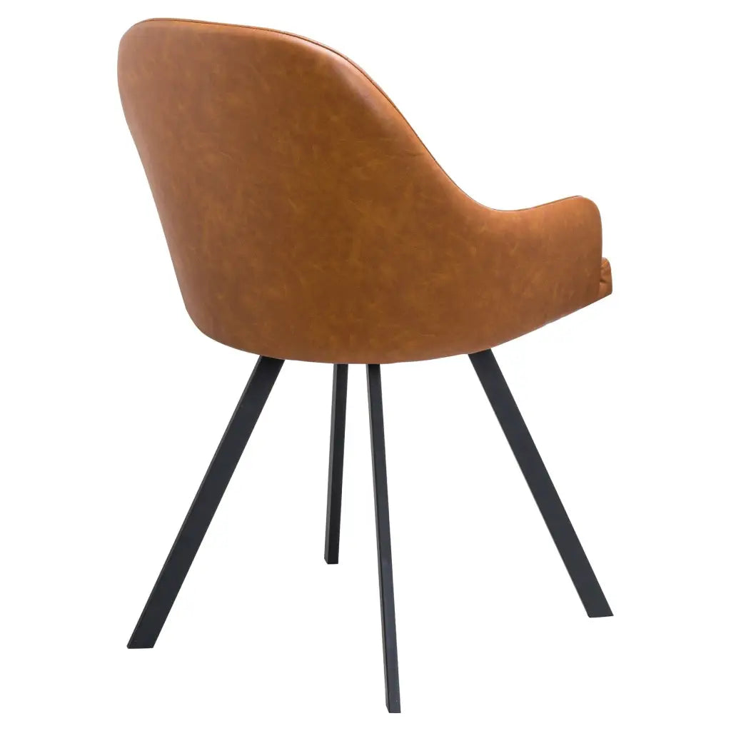 Stockholm Chequered Faux Leather Tan Dining Chair