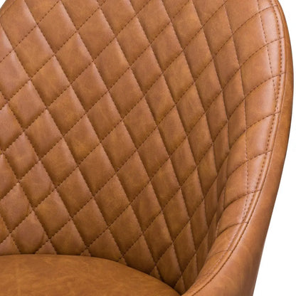 Stockholm Chequered Faux Leather Tan Dining Chair