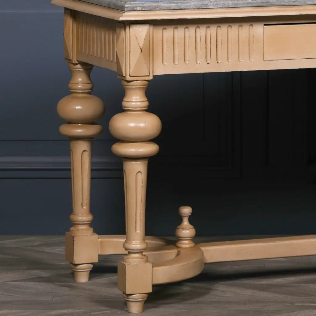 Stone Marble Topped Cedar Wood Console Table