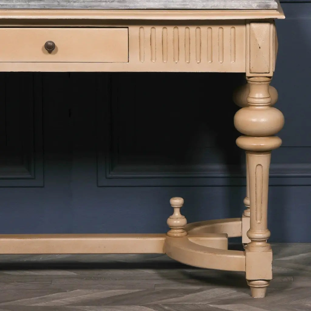 Stone Marble Topped Cedar Wood Console Table